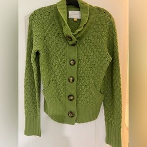 Leifsdottir Green Button-Up Cashmere Cardigan Size M